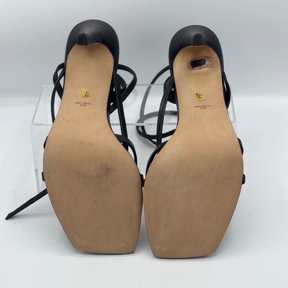 Veronica Beard Abriella Black Leather Strappy Sandals Ankle Wrap Square Toe 10 M - Picture 14 of 16